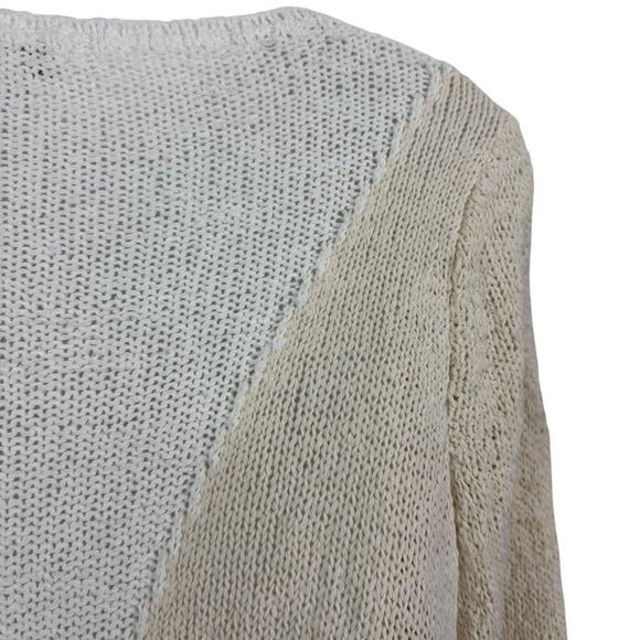 J Jill Pure Neutral White Beige Open Knit Long Sleeve Pullover Sweater sz P S - Picture 12 of 16